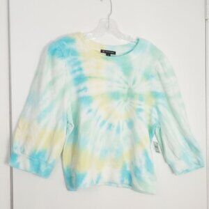 INC Pastel Swirl Tie Dye Puff Sleeve Sweatshirt